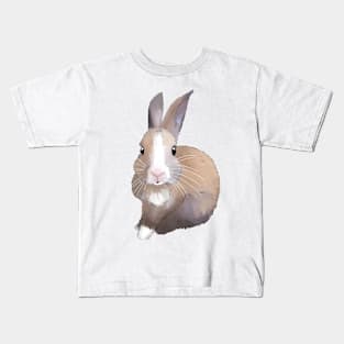 cute baby brown white rabbit _ Bunniesmee Kids T-Shirt